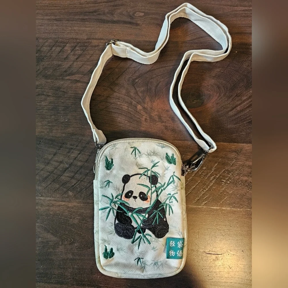 Crossbody Bag Cell Phone Concert Bag Adjustable Strap, Panda Bamboo, 7